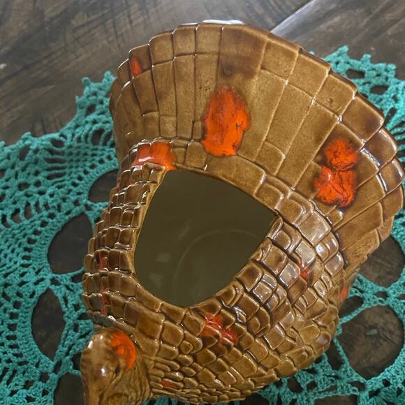 Thanksgiving Pottery Glazed Turkey Dish with Lid 7inches - Picture 2 of 11